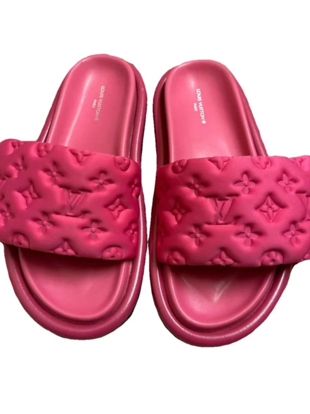 Louis Vuitton Hot Pink Monogram Padded Slide Sandals